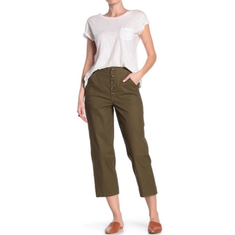Madewell Greenwich Relaxed Pants: Button-Front Edition in green size 29